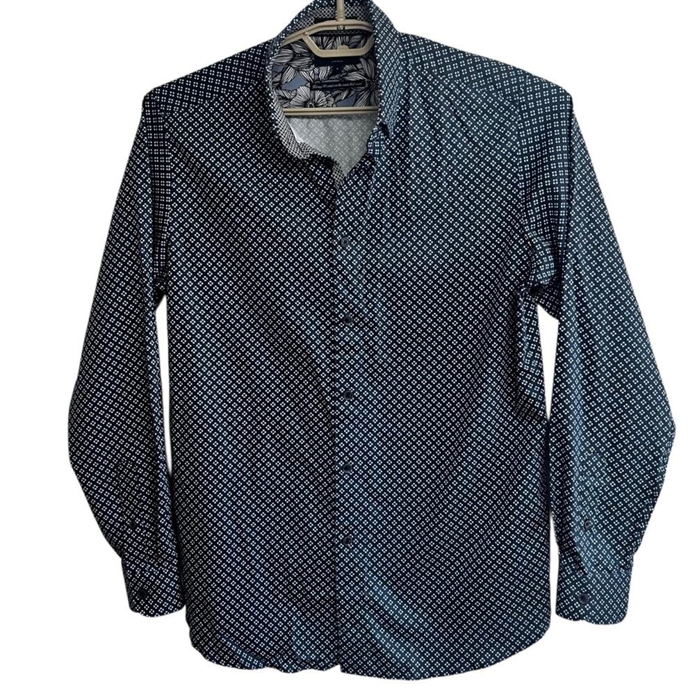 Ted Baker London Blouse | Navy Micro Dot 100% Cotton | Quiet Luxury Work Wear